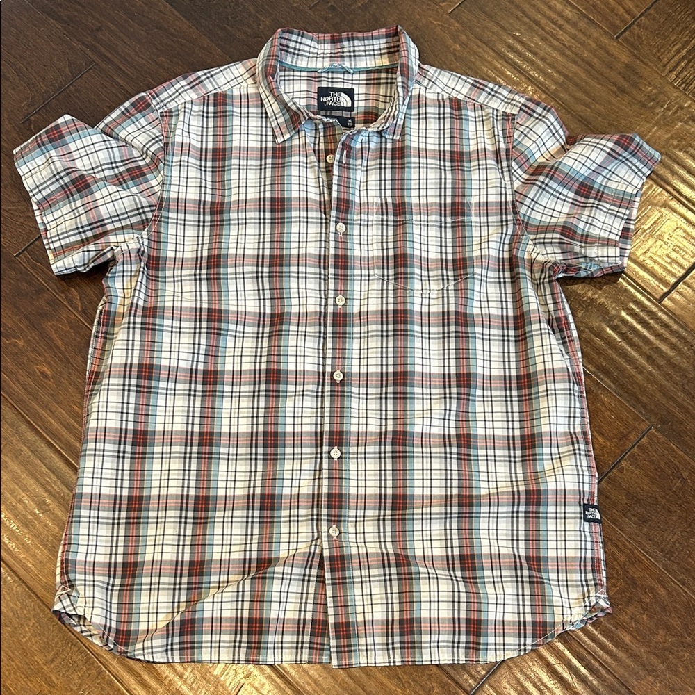 The North Face Men's Casual Plaid Shirt - Red, White, and Blue